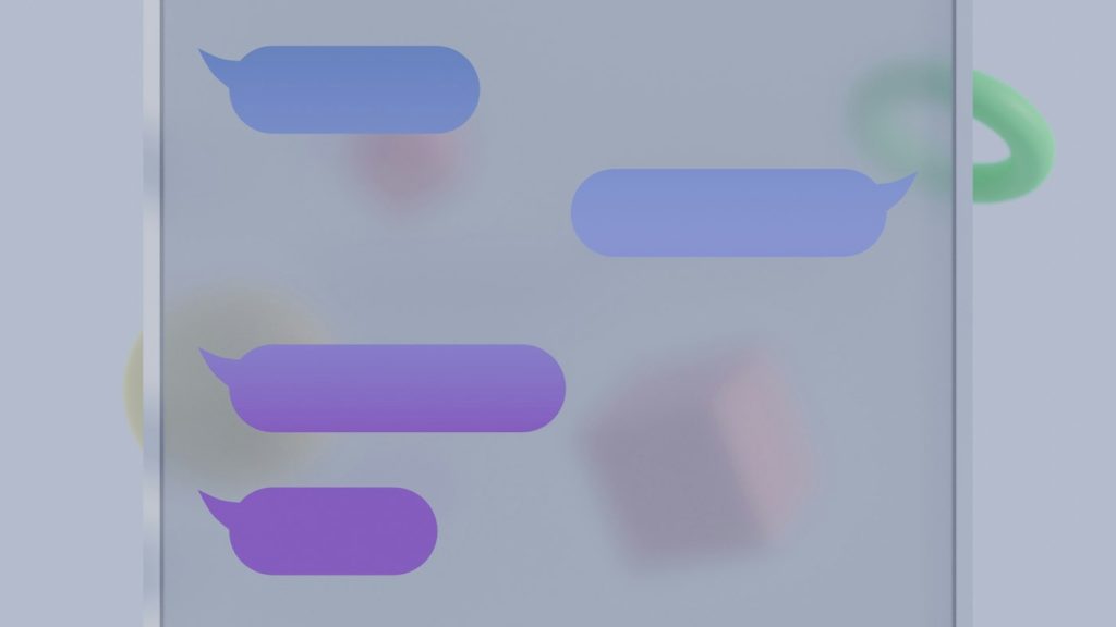Speech bubbles on a translucent screen, representing a conversation with an AI assistant